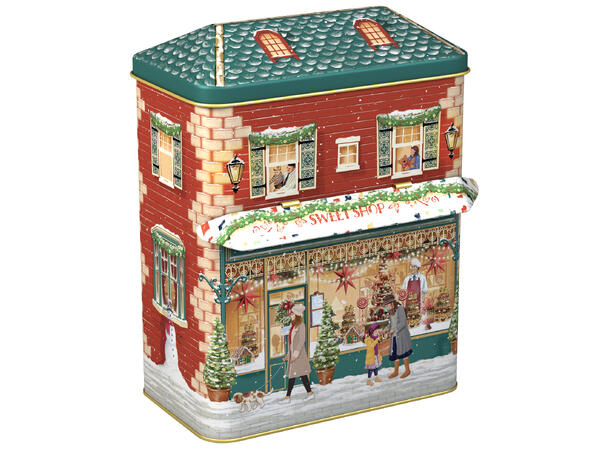 Metallboks Hus Julebutikk 12x7,5x15cm 1000ml 