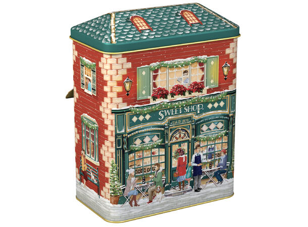Metallboks Hus Julebutikk 12x7,5x15cm 1000ml 