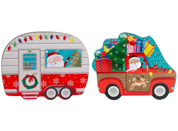 Metallboks Jul Bil og Campingvogn 2ass Bil 19x16x5cm Campingvign 19x16x5cm 