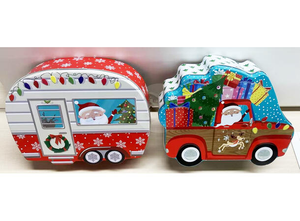 Metallboks Jul Bil og Campingvogn 2ass Bil 19x16x5cm Campingvign 19x16x5cm 