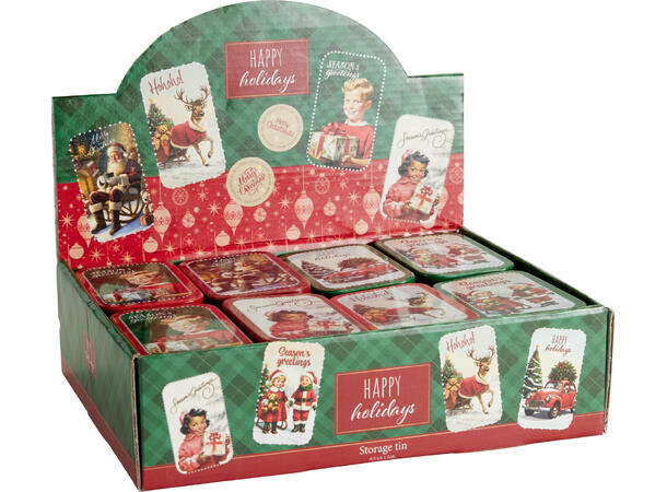 Metallboks Julemotiv 10x6x2cm 6ass Display 24stk 