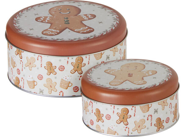 Metallboks Pepperkake rund s/2 17x7cm 13x6cm 