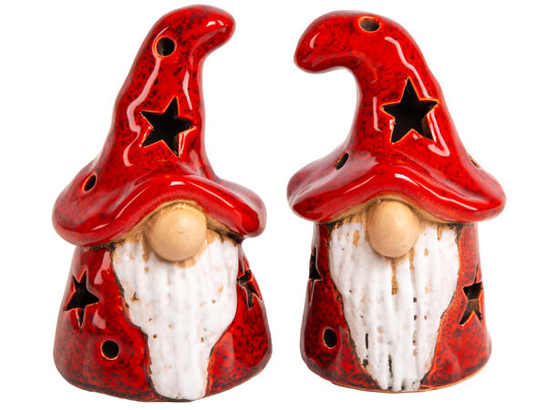 Nisse LED rød keramikk 6,3x10,5cm 2ass Display 12stk Batteri 2xLR44 inkl. 