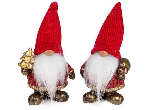 Nisse gnom m/skjegg rød lue 15cm 2ass 