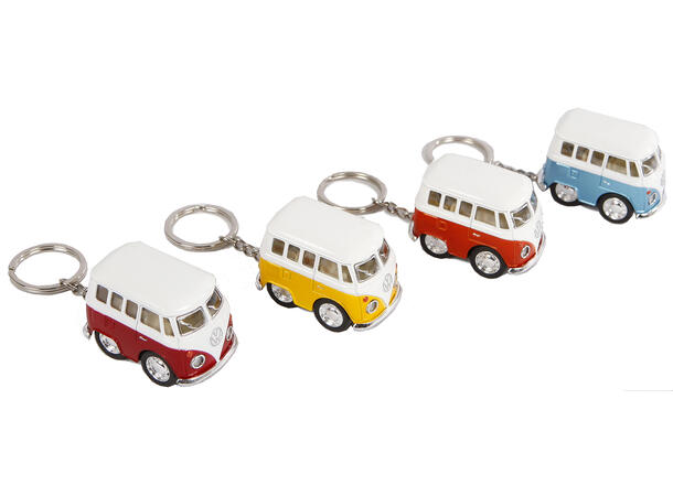 Nøkkelring VW minibuss retro 4ass 12 stk i display. Med opptrekk. Kinsmart 