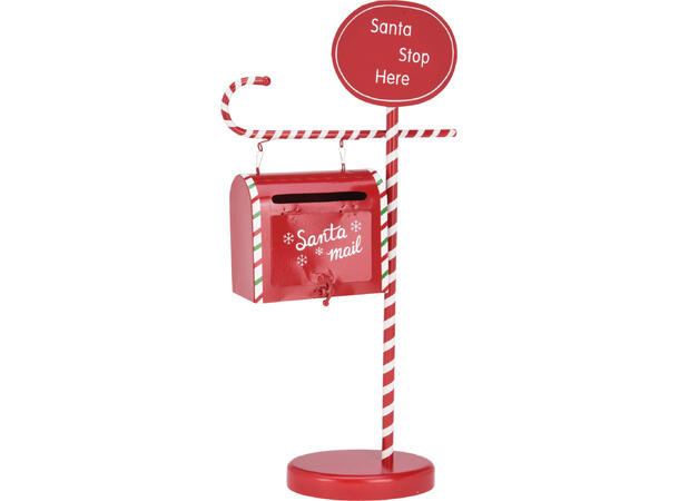 Postkasse julepost rød 25x10x51cm 2ass Forpk 8stk Vekt:630 Gram 