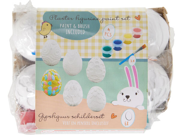 Påskeegg male selv 5x4cm inkl maling Gips 