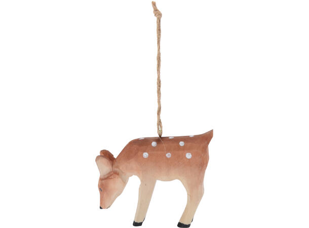 Reinsdyr henge tre håndskåret 7x9cm 8ass Display 16stk 