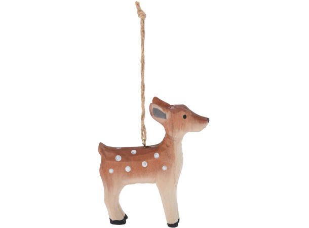 Reinsdyr henge tre håndskåret 7x9cm 8ass Display 16stk 