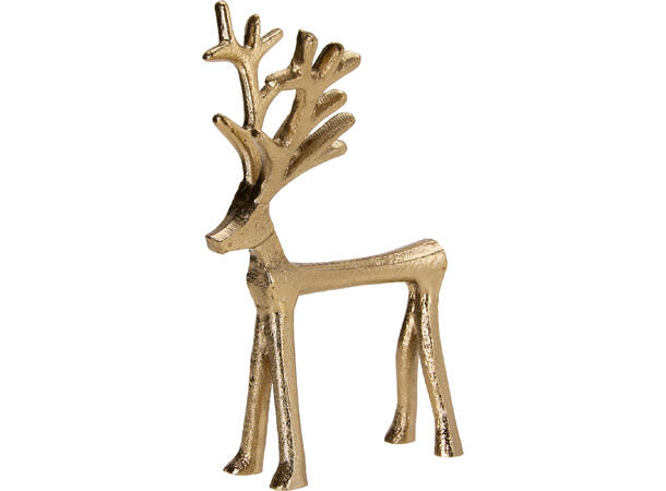 Reinsdyr stående aluminium gull 17,5cm Vekt: 115 gram 