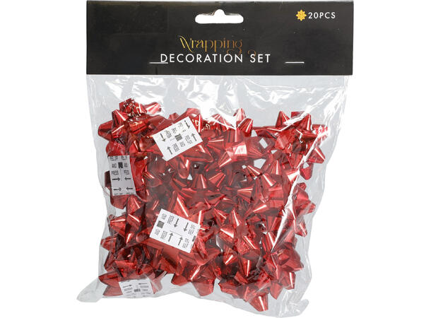 Rosett metallic 2ass 4,5x2cm 20stk 3ass farger Rød/gull/sølv 