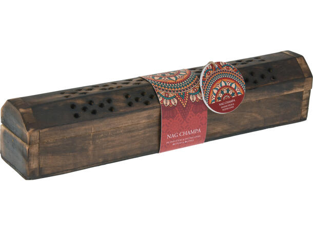 Røkelsespinner i treboks 31x6x6cm 4ass 20pinner+20kongler 