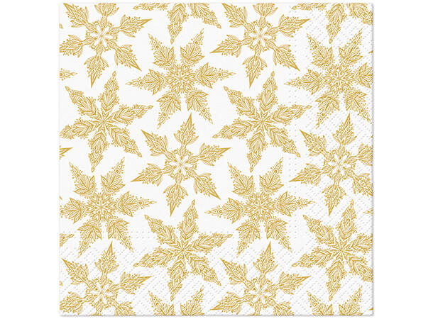 Serviett kaffe Snøkrystaller gull Kaffeserviett 20 stk 3-lags 25x25cm 