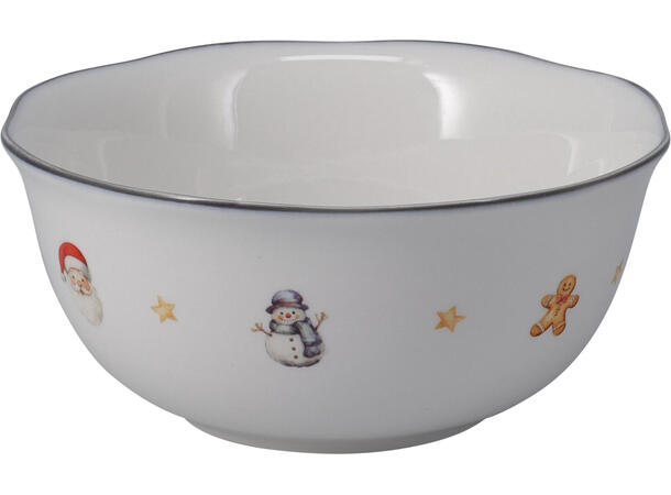 Skål porselen vinterjul 420ml 14cm 3ass 