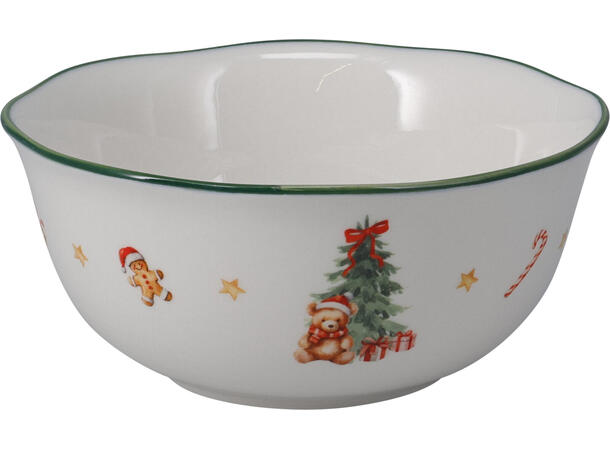 Skål porselen vinterjul 420ml 14cm 3ass 