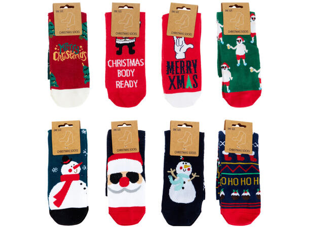 Sokk julemotiv 35x8cm 8ass design Display:48 par 100% Polyester One size 