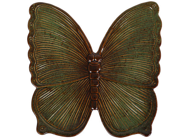 Sommerfugl blå/gr. keramikk 26x25cm 2ass Forpk 8stk 