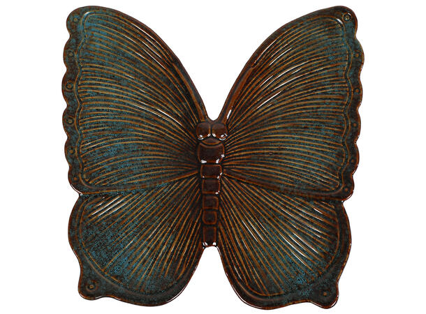 Sommerfugl blå/gr. keramikk 26x25cm 2ass Forpk 8stk 