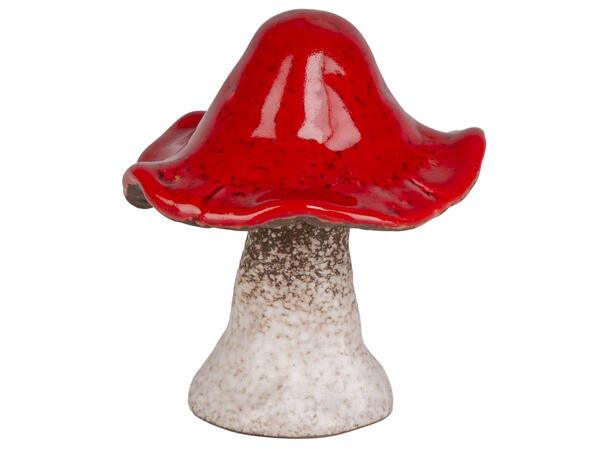 Sopp antikkhvit/rød keramikk h: 9cm 