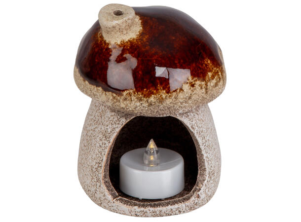 Sopp rustikk hvit keramikk telys 9x12cm 