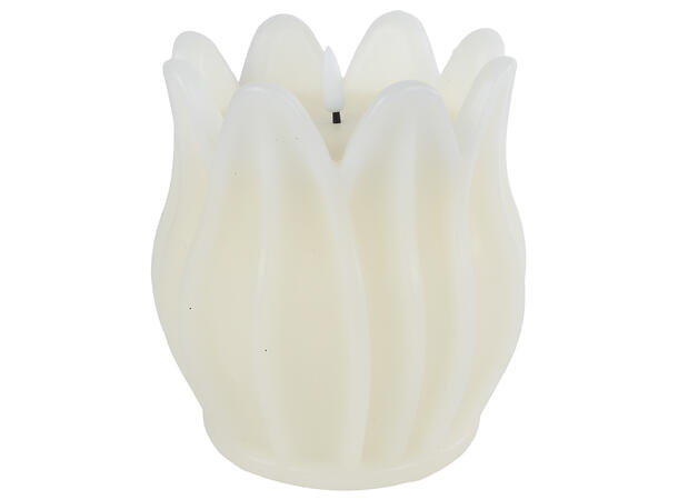 Stearinlys krem Tulipan LED 13,5x15cm Batteri:2xAA ikke inkludert 