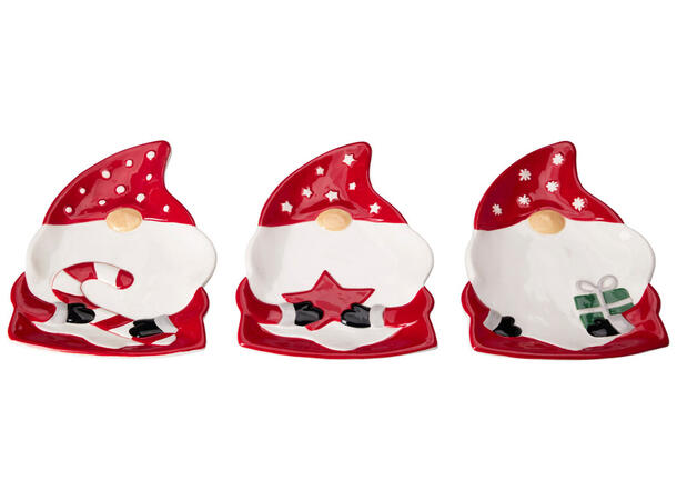 Tallerken nisse keramikk 21x16,5cm 3ass Vekt:200gram 