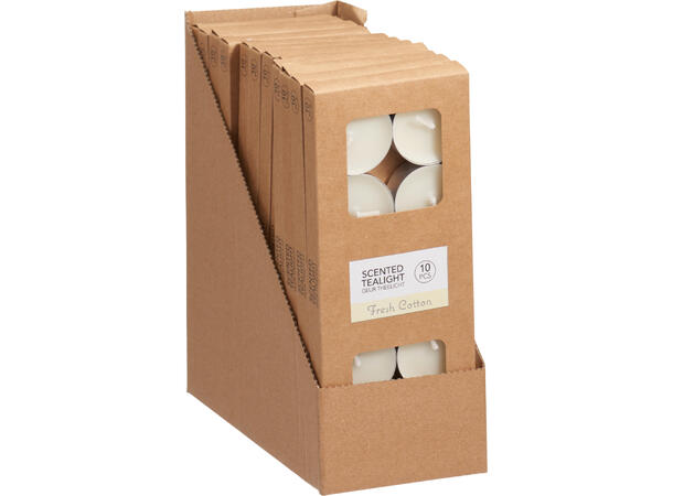 Telys Fresh Cotton hvit 10stk 4 timers brennetid 