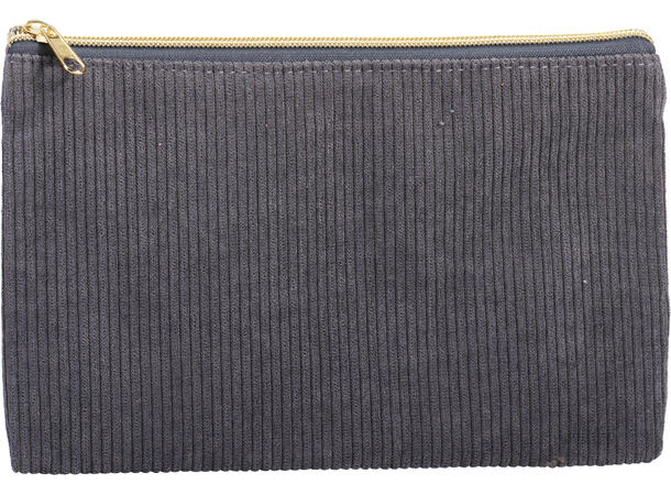 Toalettmappe kordfløyel 24x14cm 4ass Kordfløyel og gullfarget glidelås 