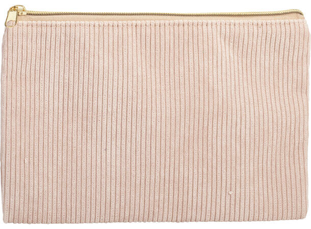 Toalettmappe kordfløyel 24x14cm 4ass Kordfløyel og gullfarget glidelås 