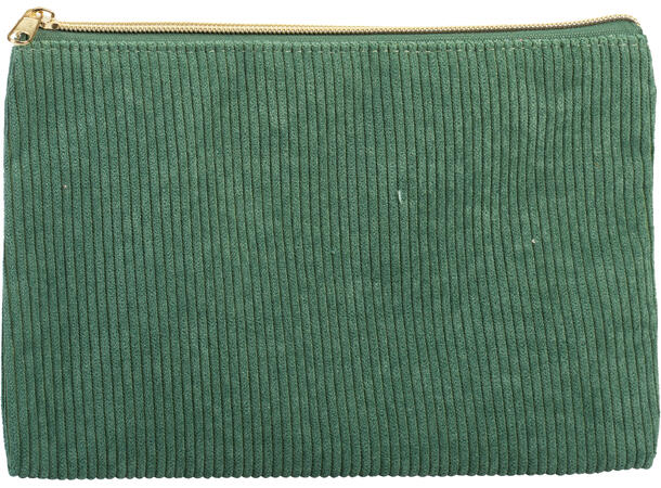 Toalettmappe kordfløyel 24x14cm 4ass Kordfløyel og gullfarget glidelås 