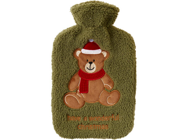 Varmeflaske jul fleece 2L 33x21cm 3ass 