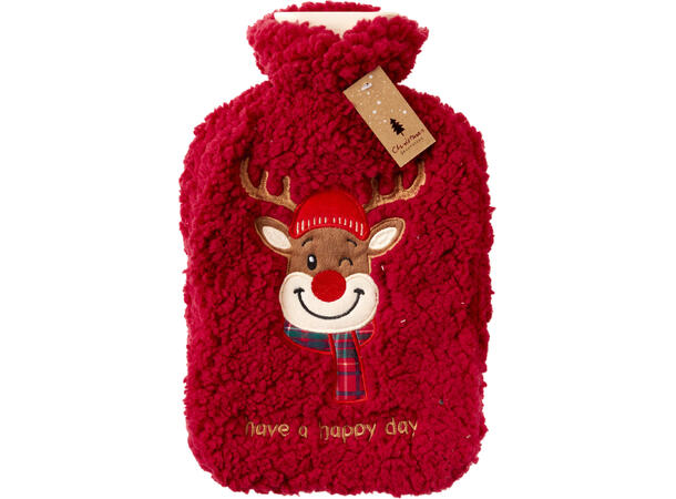 Varmeflaske jul fleece 2L 33x21cm 3asx 