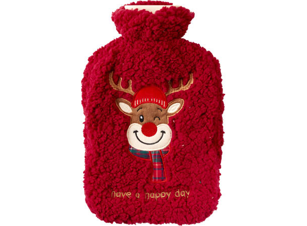 Varmeflaske jul fleece 2L 33x21cm 3asx 
