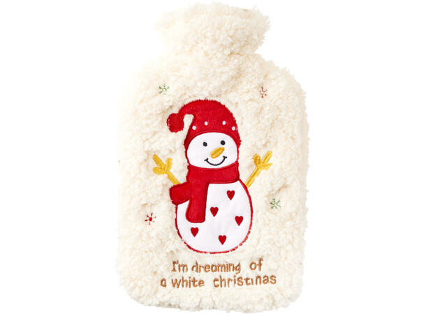 Varmeflaske jul fleece 2L 33x21cm 3asx 