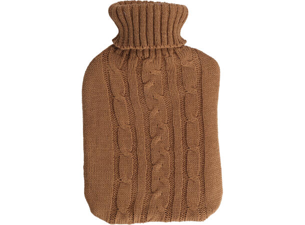 Varmeflaske strikket 1,75L 32x20cm 3ass Gummi med akryltrekk 