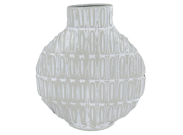 Vase metall mønstret krem 28x8x31cm 