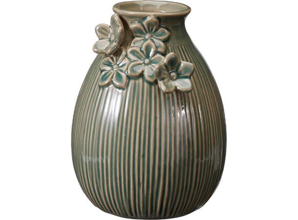 Vase porselen m/blomster 9x12cm 3ass 