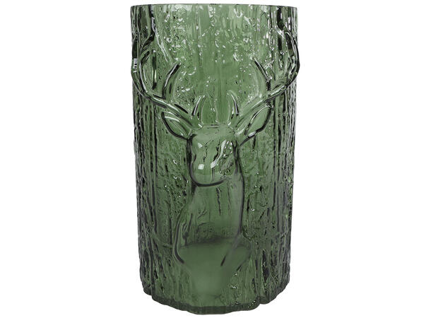 Vase reinsdyr grønn glass 18x18x26cm 