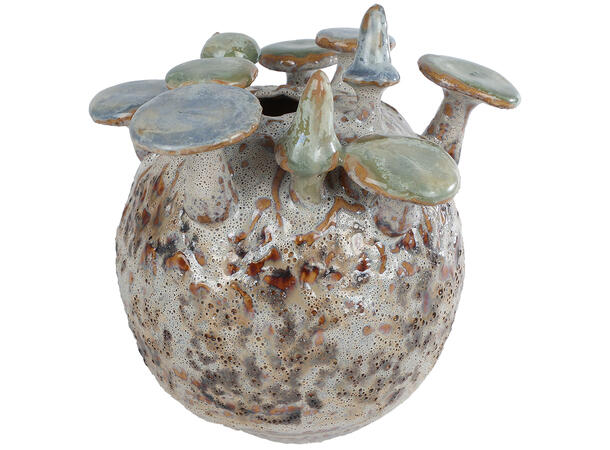 Vase sopp krem/brun keramikk 16,5x18,5cm 