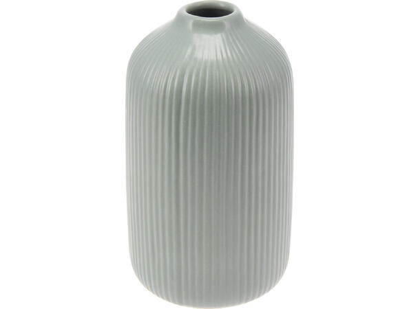 Vase stripet keramikk 10x19cm 5ass Hvit,grå,grønn,brun,krem 