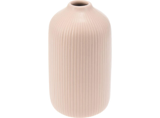 Vase stripet keramikk 10x19cm 5ass Hvit,grå,grønn,brun,krem 