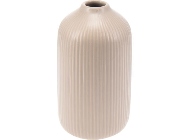 Vase stripet keramikk 10x19cm 5ass Hvit,grå,grønn,brun,krem 