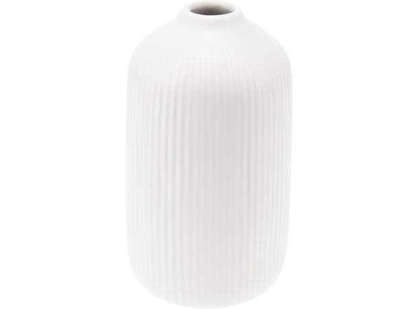 Vase stripet keramikk 10x19cm 5ass Hvit,grå,grønn,brun,krem 