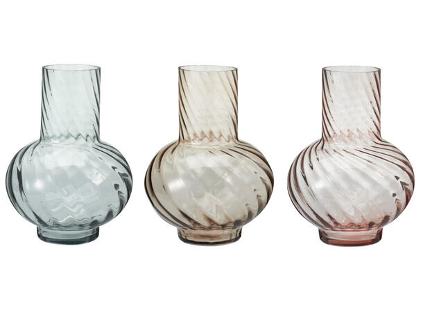 Vase vridd glass grønn/rosa/beige h:23cm 