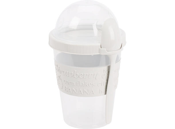 Yoghurtbeger boks 0,6L 16cm m/skje 4ass Display 12stk 