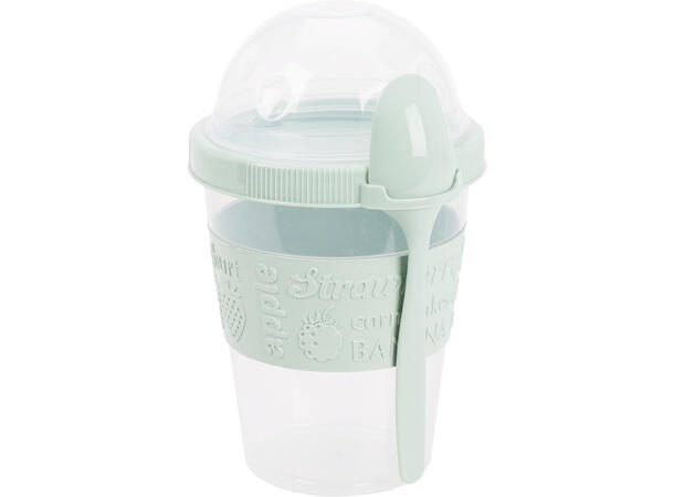 Yoghurtbeger boks 0,6L 16cm m/skje 4ass Display 12stk 