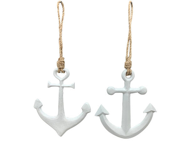 Anker veggdekor hvit metall 13x15cm 2asx Forpakning 12stk 