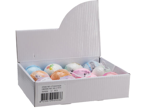 Badebombe blader og oppløselig såpe 6ass 12 stk i display. Vekt: 80g 