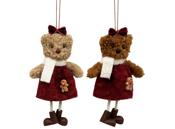 Bamse henge stoff/polyresin 16cm 2ass Forpk 18stk 