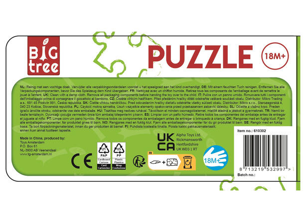 Big Tree Puzzle 5 deler FSC 15x15cm 3ass 